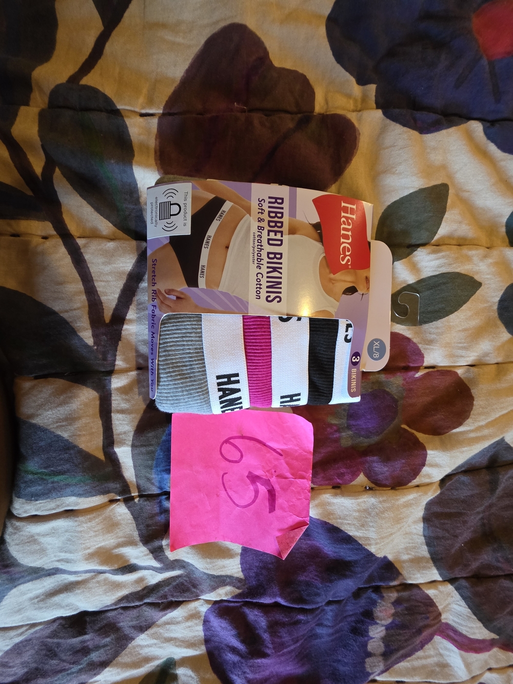 Hanes Ribbed Bikinis 3-Pack - White, Black, Pink, Gray